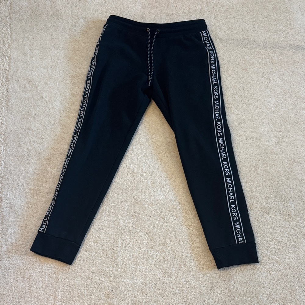 Michael Kors men’s Black Joggers/sweatpants with Logo Stripes size medium